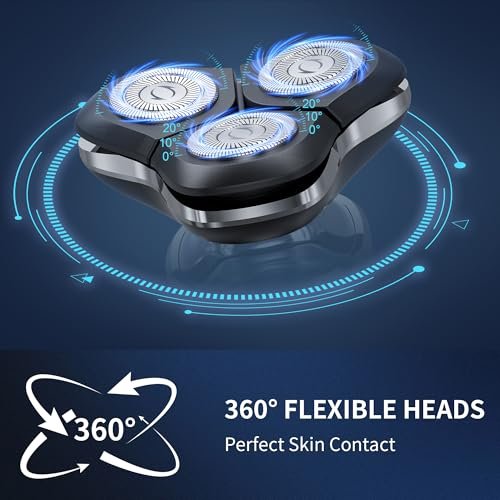 EvznFeo 8011 Series Electric Razor for Men - 4D Floating Rotary Head, IPX7 Waterproof, USB-C Fast Charge, 90-Minute Runtime, Hypoallergenic Blades - Portable Travel Grooming Kit Avelisse