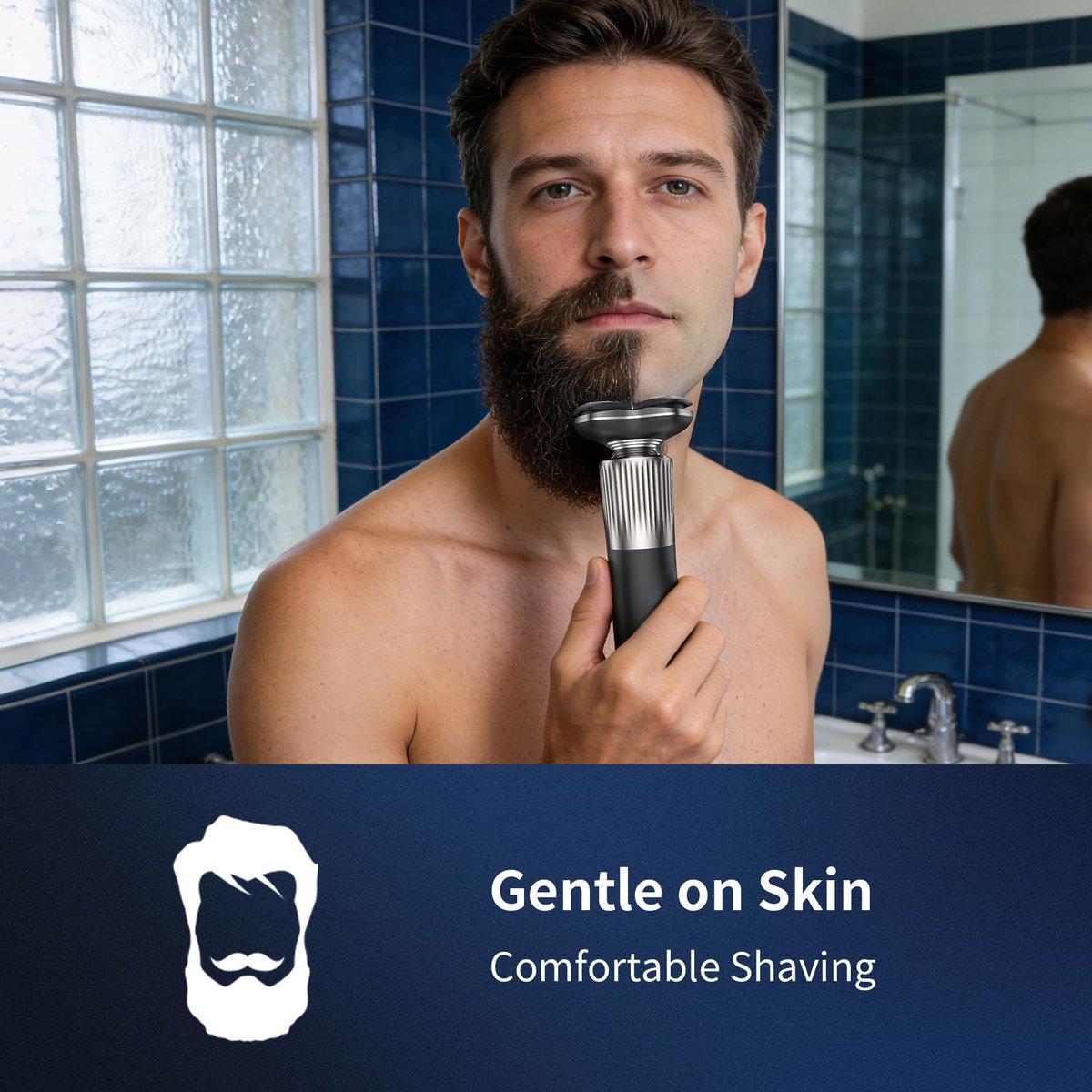 EvznFeo 8011 Series Electric Razor for Men - 4D Floating Rotary Head, IPX7 Waterproof, USB-C Fast Charge, 90-Minute Runtime, Hypoallergenic Blades - Portable Travel Grooming Kit Avelisse