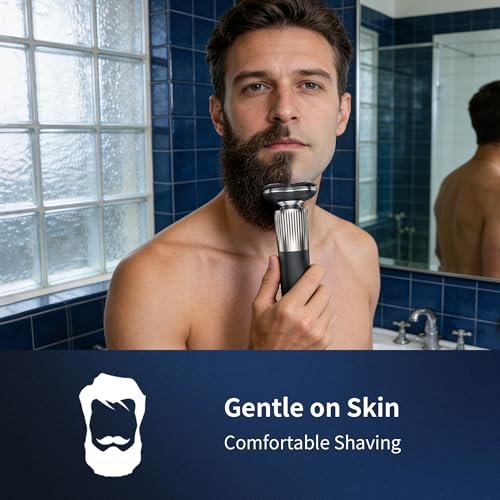 EvznFeo 8011 Series Electric Razor for Men - 4D Floating Rotary Head, IPX7 Waterproof, USB-C Fast Charge, 90-Minute Runtime, Hypoallergenic Blades - Portable Travel Grooming Kit Avelisse