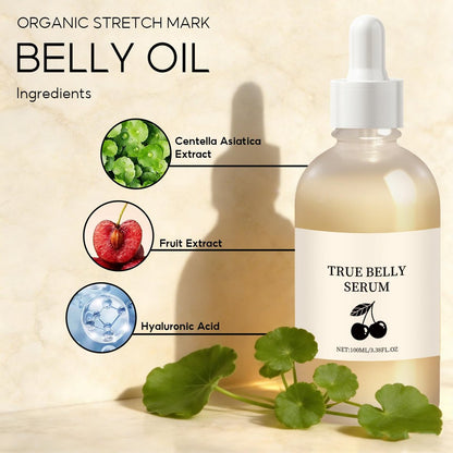 BlueBouff True Belly Serum with Cherry Extract - Pregnancy-Safe Belly Oil for Stretch Marks, Hydration Support, 3.38 fl oz Avelisse