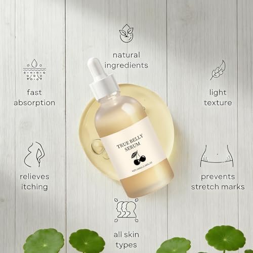 BlueBouff True Belly Serum with Cherry Extract - Pregnancy-Safe Belly Oil for Stretch Marks, Hydration Support, 3.38 fl oz Avelisse