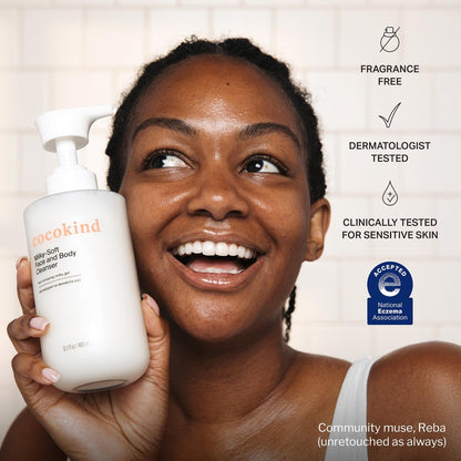 Cocokind Milky-Soft Face and Body Cleanser, Hydrating Facial & Body Wash for Sensitive Skin, Gentle Cleanser with Ceramides, Fragrance-Free & Clinically Tested, 13.5 oz (2 Pack) Avelisse