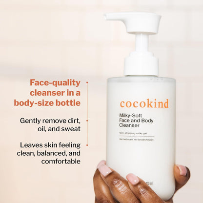 Cocokind Milky-Soft Face and Body Cleanser, Hydrating Facial & Body Wash for Sensitive Skin, Gentle Cleanser with Ceramides, Fragrance-Free & Clinically Tested, 13.5 oz (2 Pack) Avelisse