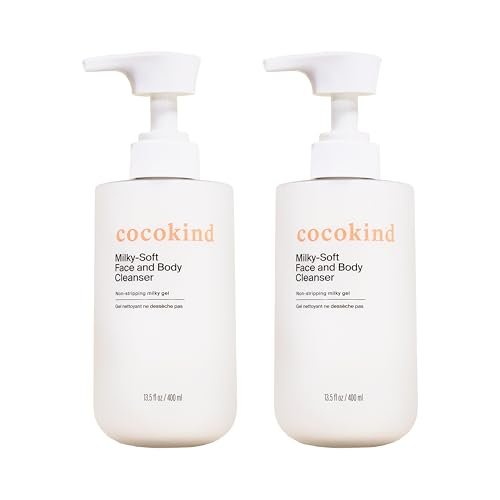 Cocokind Milky-Soft Face and Body Cleanser, Hydrating Facial & Body Wash for Sensitive Skin, Gentle Cleanser with Ceramides, Fragrance-Free & Clinically Tested, 13.5 oz (2 Pack) Avelisse