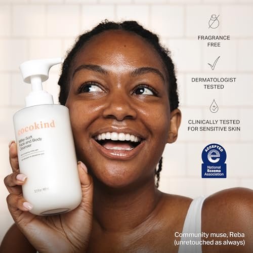 Cocokind Milky-Soft Face and Body Cleanser, Hydrating Facial & Body Wash for Sensitive Skin, Gentle Cleanser with Ceramides, Fragrance-Free & Clinically Tested, 13.5 oz (2 Pack) Avelisse