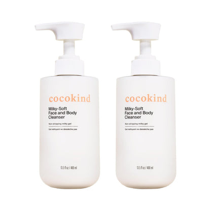 Cocokind Milky-Soft Face and Body Cleanser, Hydrating Facial & Body Wash for Sensitive Skin, Gentle Cleanser with Ceramides, Fragrance-Free & Clinically Tested, 13.5 oz (2 Pack) Avelisse