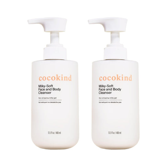 Cocokind Milky-Soft Face and Body Cleanser, Hydrating Facial & Body Wash for Sensitive Skin, Gentle Cleanser with Ceramides, Fragrance-Free & Clinically Tested, 13.5 oz (2 Pack) Avelisse