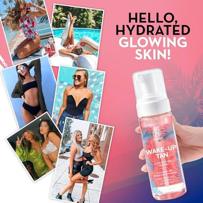Norvell Wake-Up Tan Clear Water Mousse - 5.5 oz Overnight Self Tanner for Face & Body, Gradual Bronzer-Free Sunless Tan Avelisse