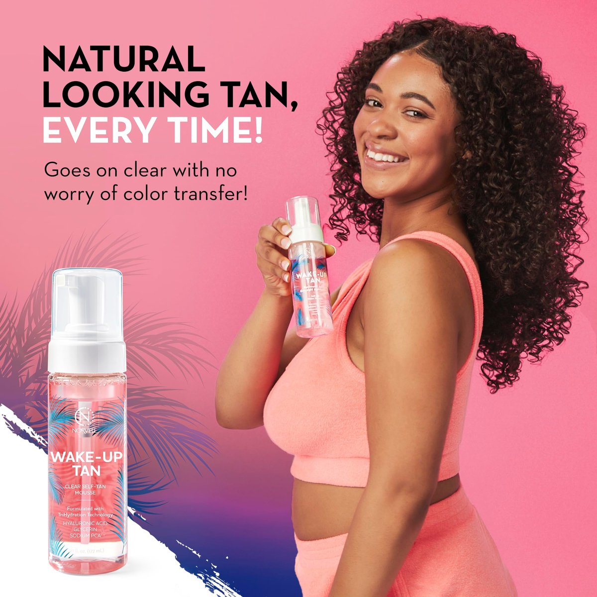 Norvell Wake-Up Tan Clear Water Mousse - 5.5 oz Overnight Self Tanner for Face & Body, Gradual Bronzer-Free Sunless Tan Avelisse