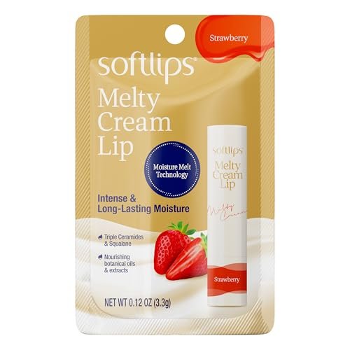 Softlips Melty Cream Hydrating Lip Balm - Strawberry Flavor, Long-Lasting Moisturizing Care for Dry, Chapped Lips, Smooth Non-Sticky Finish, 0.12 oz - görsel 2