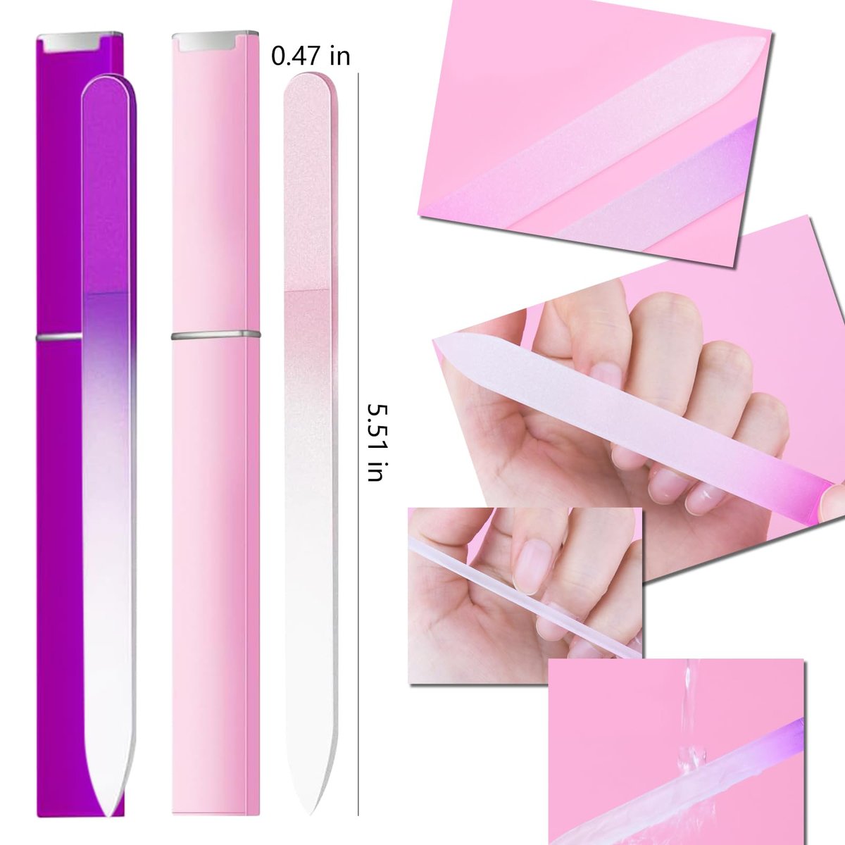 Dr.nail 5-Piece Glass Nail File Polisher Set for Natural Nails | Crystal Fingernail Files with Case & Nano Glass Nail Shiner Buffer - görsel 9