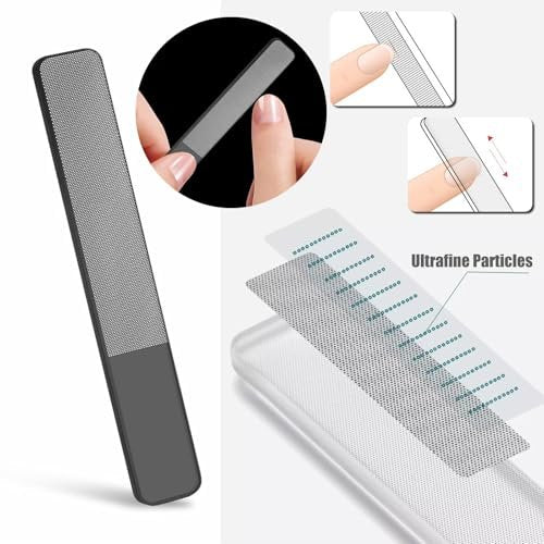 Dr.nail 5-Piece Glass Nail File Polisher Set for Natural Nails | Crystal Fingernail Files with Case & Nano Glass Nail Shiner Buffer - görsel 6