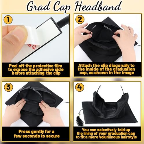Pirekul Graduation Cap Headband Insert – Secure Your Grad Cap & Keep Your Hairstyle Perfect for Women & Students - görsel 6