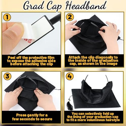 Pirekul Graduation Cap Headband Insert – Secure Your Grad Cap & Keep Your Hairstyle Perfect for Women & Students