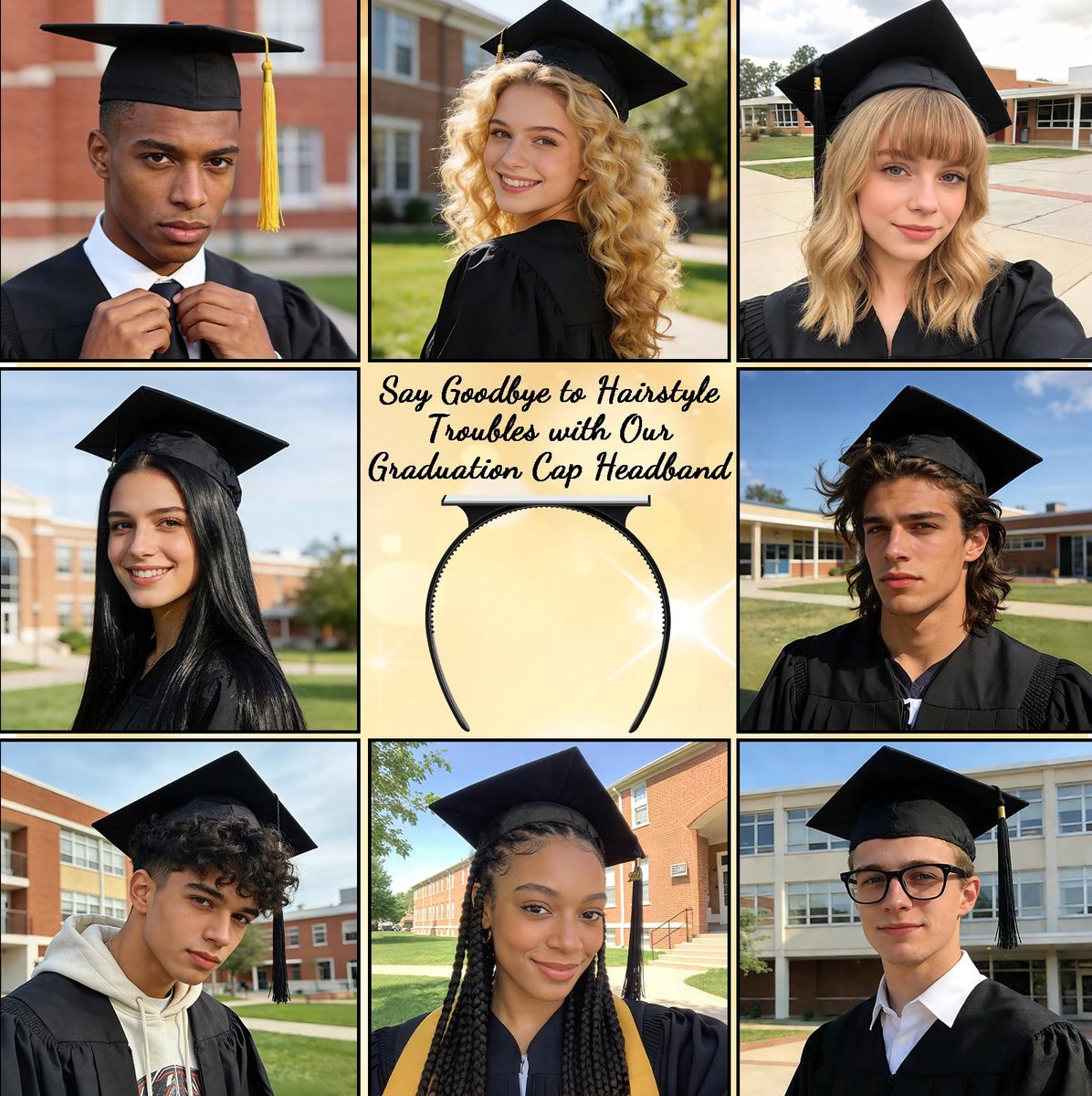 Pirekul Graduation Cap Headband Insert – Secure Your Grad Cap & Keep Your Hairstyle Perfect for Women & Students - görsel 9