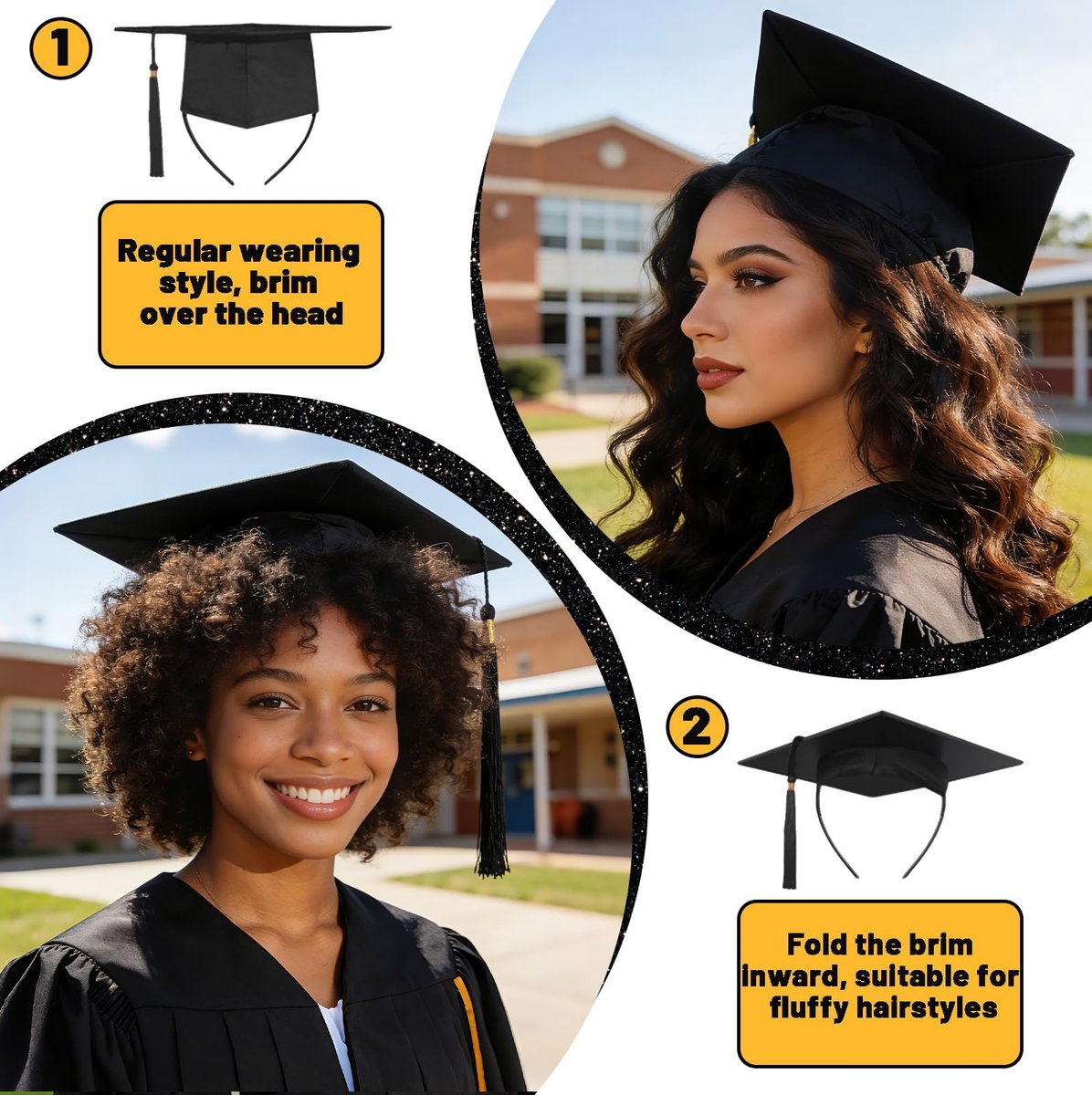 Pirekul Graduation Cap Headband Insert – Secure Your Grad Cap & Keep Your Hairstyle Perfect for Women & Students - görsel 7