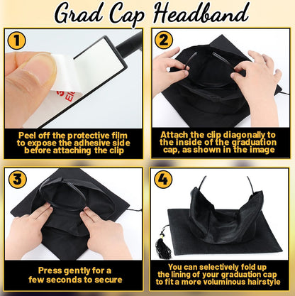 Pirekul Graduation Cap Headband Insert – Secure Your Grad Cap & Keep Your Hairstyle Perfect for Women & Students