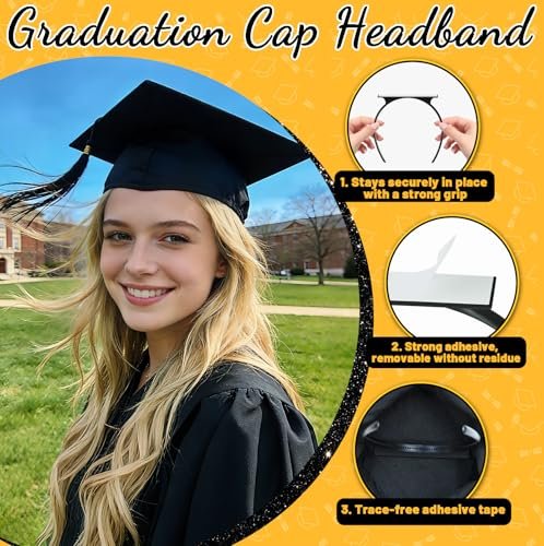 Pirekul Graduation Cap Headband Insert – Secure Your Grad Cap & Keep Your Hairstyle Perfect for Women & Students - görsel 4