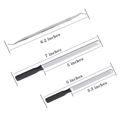 IDOU 4-in-1 Toe Nail Care Kit: Toe Nail Files for Thick Nails with Ingrown Toenail Lifter & Silicone Thumb Guard - Non-Slip Grip, 2 Metal Nail Files for Men/Seniors (Silver Lifter) Avelisse