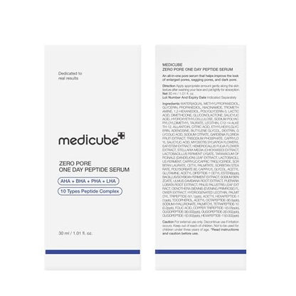 medicube Zero Pore One Day 10 Peptide Serum | Pore Refining & Oil Balancing with AHA, BHA, PHA, LHA + Copper Peptide (GHK-Cu) | Daily Pore-Focused Korean Skincare, 1.01 fl oz
