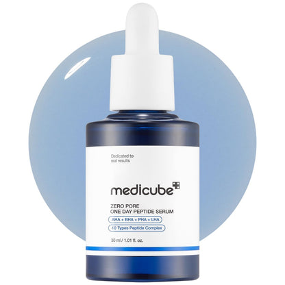 medicube Zero Pore One Day 10 Peptide Serum | Pore Refining & Oil Balancing with AHA, BHA, PHA, LHA + Copper Peptide (GHK-Cu) | Daily Pore-Focused Korean Skincare, 1.01 fl oz