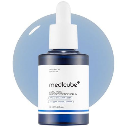 medicube Zero Pore One Day 10 Peptide Serum | Pore Refining & Oil Balancing with AHA, BHA, PHA, LHA + Copper Peptide (GHK-Cu) | Daily Pore-Focused Korean Skincare, 1.01 fl oz