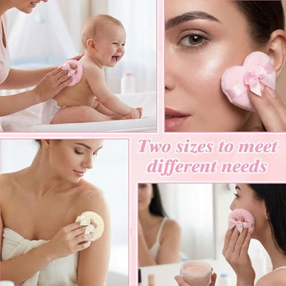 Pimoys 5 Pcs Dusting Powder Container with Puff Set - Pink Mom Gifts, Body Powder Puff and Container, First Mothers Day Gifts for New Mom Wife
