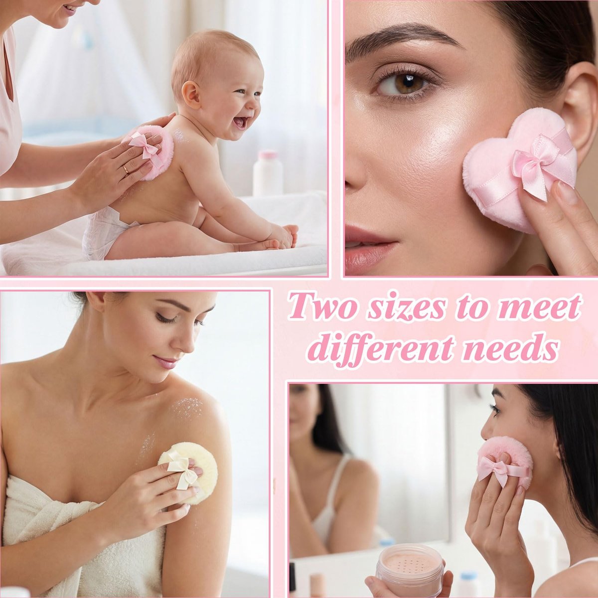 Pimoys 5 Pcs Dusting Powder Container with Puff Set - Pink Mom Gifts, Body Powder Puff and Container, First Mothers Day Gifts for New Mom Wife - görsel 9
