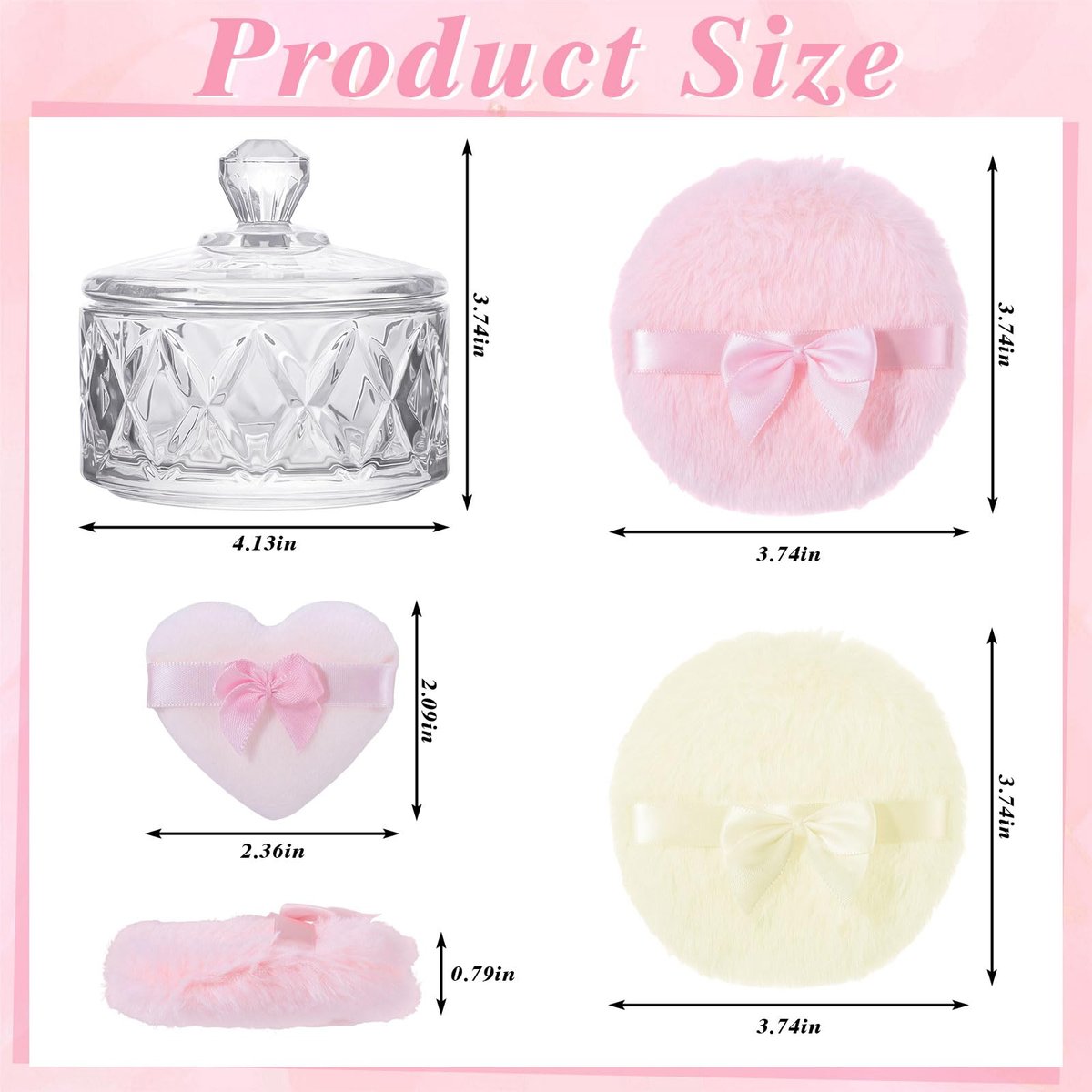 Pimoys 5 Pcs Dusting Powder Container with Puff Set - Pink Mom Gifts, Body Powder Puff and Container, First Mothers Day Gifts for New Mom Wife - görsel 3