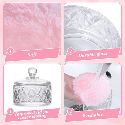 Pimoys 5 Pcs Dusting Powder Container with Puff Set - Pink Mom Gifts, Body Powder Puff and Container, First Mothers Day Gifts for New Mom Wife