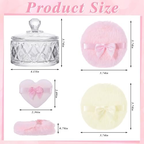 Pimoys 5 Pcs Dusting Powder Container with Puff Set - Pink Mom Gifts, Body Powder Puff and Container, First Mothers Day Gifts for New Mom Wife - görsel 4