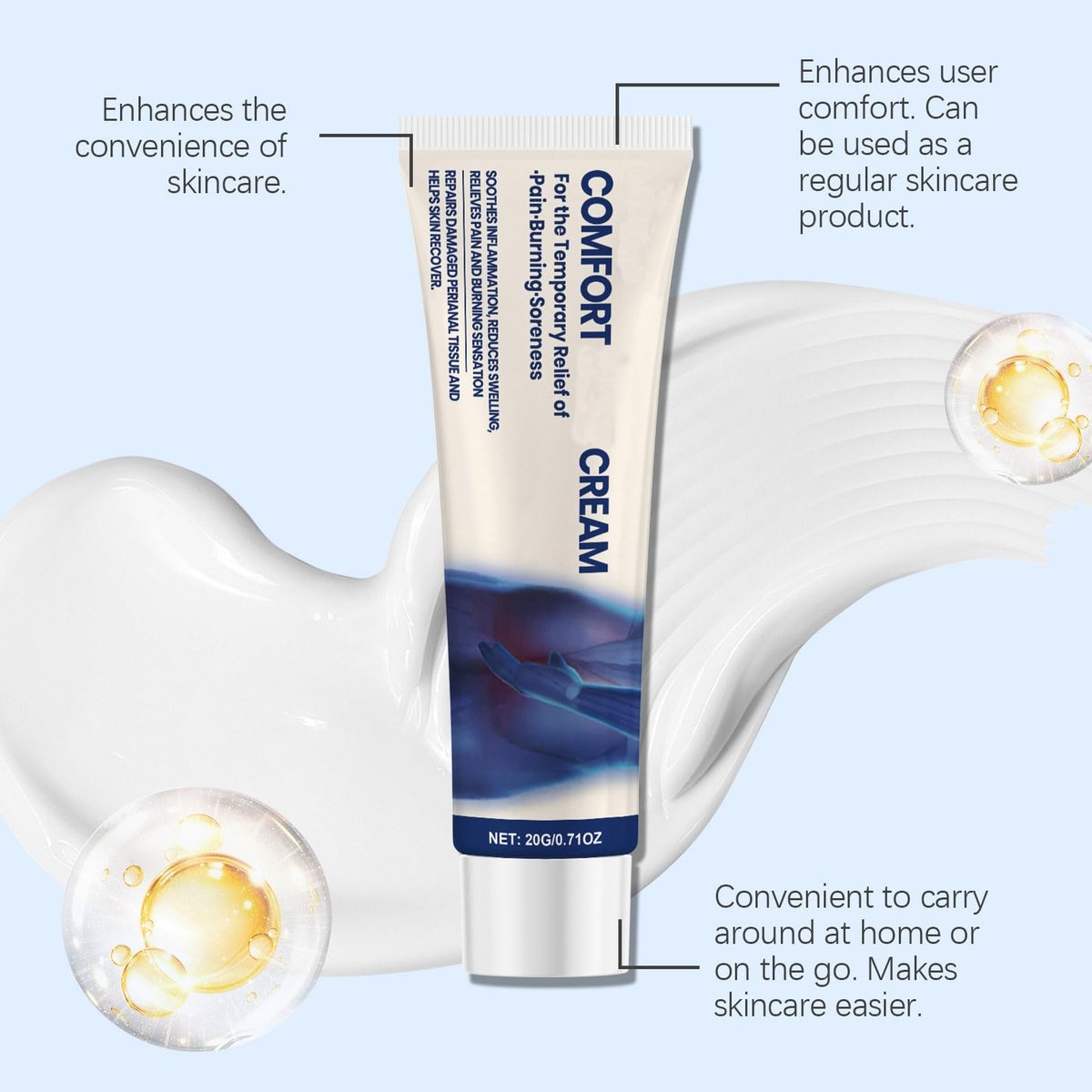 lxmtou Comfort Cream for Sensitive Skin – Lightweight Hydrating Daily Moisturizer, 0.71 oz - görsel 5