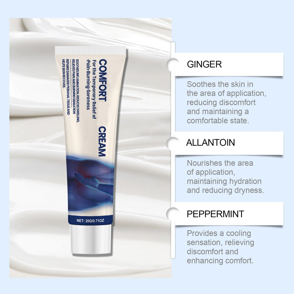 lxmtou Comfort Cream for Sensitive Skin – Lightweight Hydrating Daily Moisturizer, 0.71 oz - görsel 9