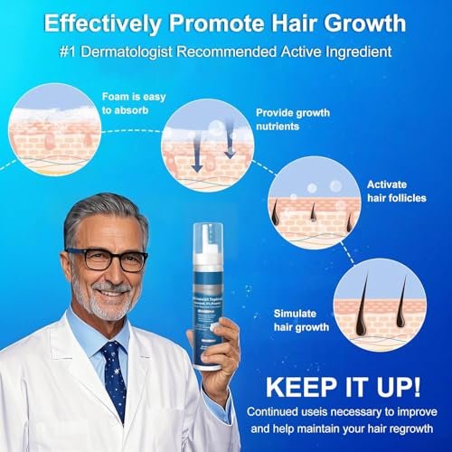 Extra Strength 5% Minoxidil Foam with Biotin – Unscented, Unisex Hair Growth Treatment for Thicker, Fuller Hair & Beard (14.77 oz, 7–8 Month Supply) Avelisse