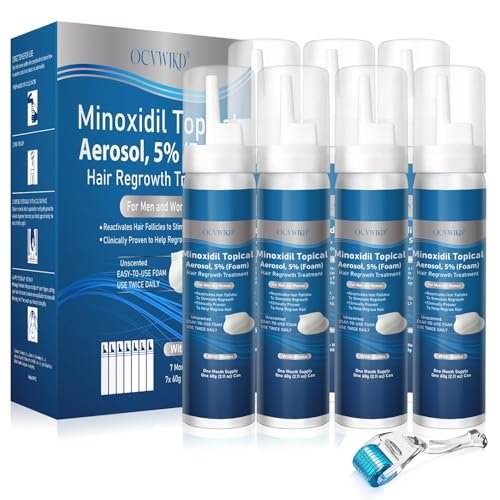 Extra Strength 5% Minoxidil Foam with Biotin – Unscented, Unisex Hair Growth Treatment for Thicker, Fuller Hair & Beard (14.77 oz, 7–8 Month Supply) Avelisse