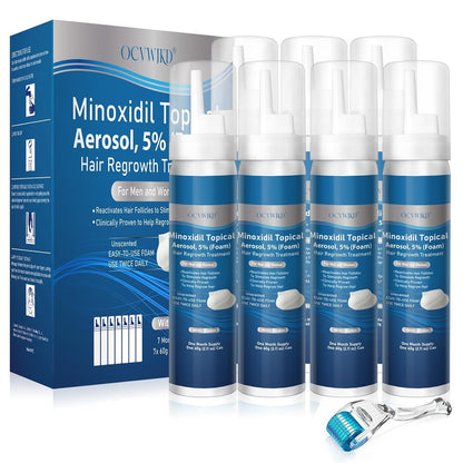 Extra Strength 5% Minoxidil Foam with Biotin – Unscented, Unisex Hair Growth Treatment for Thicker, Fuller Hair & Beard (14.77 oz, 7–8 Month Supply) Avelisse