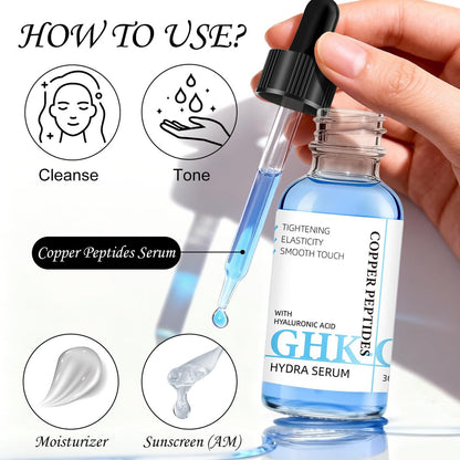 GHK-Cu Copper Peptide Facial Serum – Moisture-Balancing Formula with Hyaluronic Acid – Lightweight Daily Hydration, 1 fl oz Avelisse