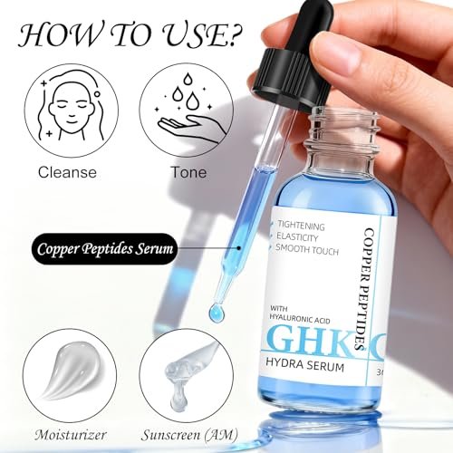 GHK-Cu Copper Peptide Facial Serum – Moisture-Balancing Formula with Hyaluronic Acid – Lightweight Daily Hydration, 1 fl oz Avelisse