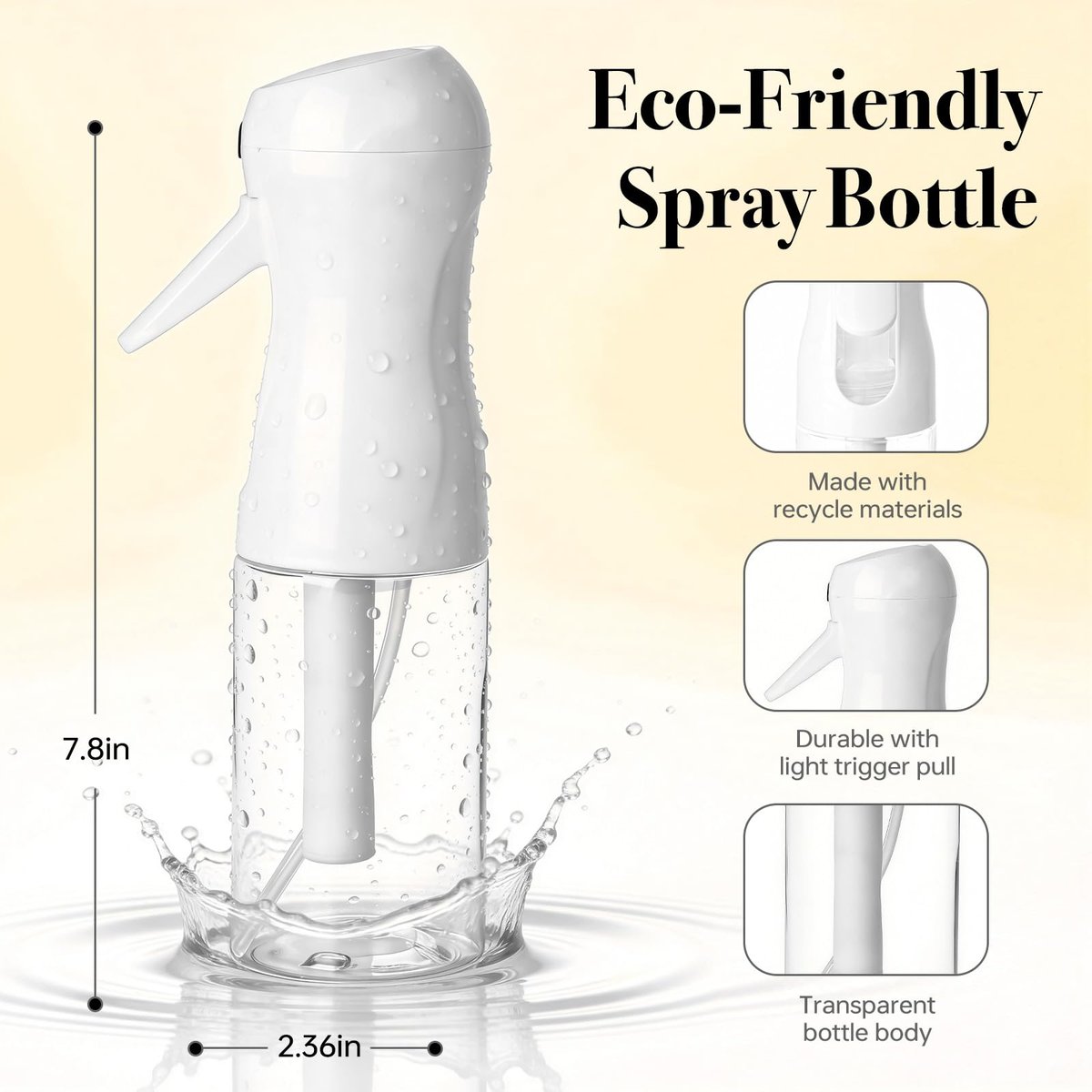 RMNJPW 3-Pack Continuous Spray Bottle 200ml, Ultra Fine Water Mister Refillable Empty Spray Bottle for Hair Styling, Salon, Skin Care, Cleaning & Plants (6.8oz Clear) - görsel 3