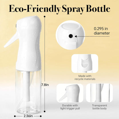 RMNJPW 3-Pack Continuous Spray Bottle 200ml, Ultra Fine Water Mister Refillable Empty Spray Bottle for Hair Styling, Salon, Skin Care, Cleaning & Plants (6.8oz Clear)