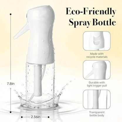 RMNJPW 3-Pack Continuous Spray Bottle 200ml, Ultra Fine Water Mister Refillable Empty Spray Bottle for Hair Styling, Salon, Skin Care, Cleaning & Plants (6.8oz Clear)