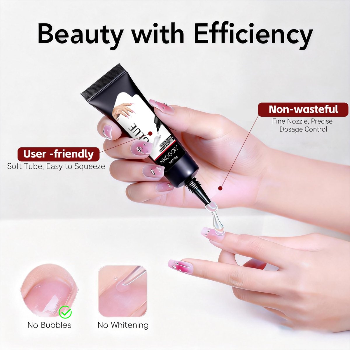2 Sets Quick Drying Semi Solid Nail Glue (10g) with 10ml Remover for Press On Nails – No UV Lamp Needed, Long Lasting Fake Acrylic Nails Glue Gel Avelisse
