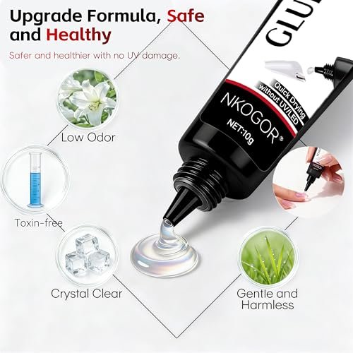2 Sets Quick Drying Semi Solid Nail Glue (10g) with 10ml Remover for Press On Nails – No UV Lamp Needed, Long Lasting Fake Acrylic Nails Glue Gel Avelisse