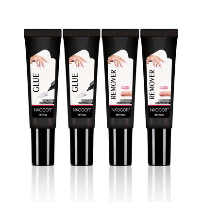 2 Sets Quick Drying Semi Solid Nail Glue (10g) with 10ml Remover for Press On Nails – No UV Lamp Needed, Long Lasting Fake Acrylic Nails Glue Gel Avelisse