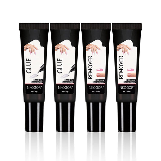 2 Sets Quick Drying Semi Solid Nail Glue (10g) with 10ml Remover for Press On Nails – No UV Lamp Needed, Long Lasting Fake Acrylic Nails Glue Gel Avelisse