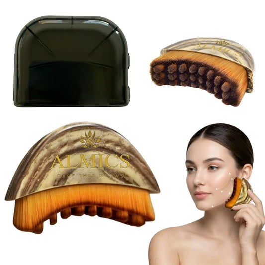 Almics Lymphatic Contour Face Brush - Lymphatic Drainage Massager for Face, Chin & Jawline Sculpting, Dry Brushing Tool to Reduce Puffiness, Ergonomic Design for Anti-Swelling & Fatigue Relief