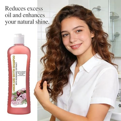 Onion Rosemary Shampoo with Biotin & Citric Acid - Nourishing Hair Care for Dry, Damaged Hair, Promotes Shine and Healthy-Looking Strands (8.39 Fl Oz)