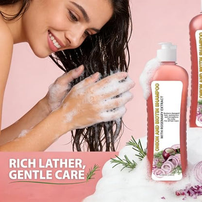 Onion Rosemary Shampoo with Biotin & Citric Acid - Nourishing Hair Care for Dry, Damaged Hair, Promotes Shine and Healthy-Looking Strands (8.39 Fl Oz)