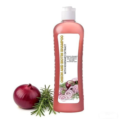 Onion Rosemary Shampoo with Biotin & Citric Acid - Nourishing Hair Care for Dry, Damaged Hair, Promotes Shine and Healthy-Looking Strands (8.39 Fl Oz)
