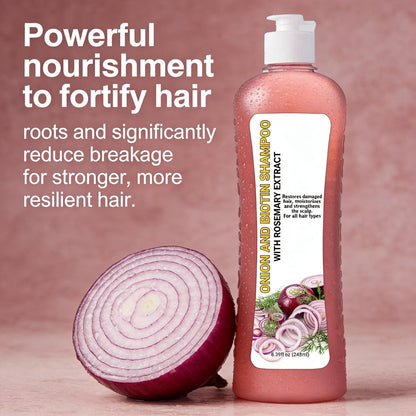 Onion Rosemary Shampoo with Biotin & Citric Acid - Nourishing Hair Care for Dry, Damaged Hair, Promotes Shine and Healthy-Looking Strands (8.39 Fl Oz)